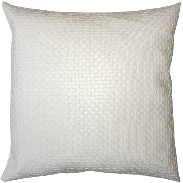 Square Feathers Weave Vinyl Pillow Cover & Insert in Ivory Wayfair